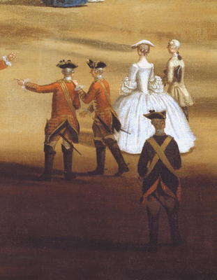Soldiers and a couple in Horseguards Parade, c.1758 (oil on canvas (detail of 237617) von Samuel Wale