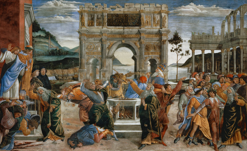 Aufruhr gegen das Gesetz des Moses von Sandro Botticelli