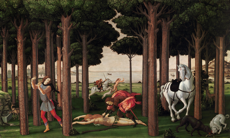 Das Gastmahl des Nastagio degli Onesti (Zweite Episode) von Sandro Botticelli