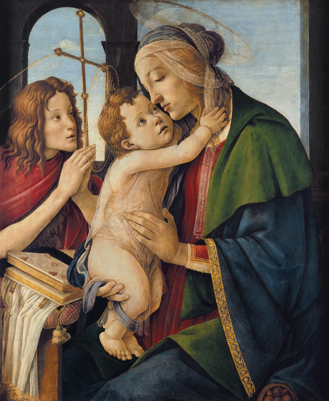 Maria mit dem Jesuskind und dem jungen Johannes d. T. von Sandro Botticelli