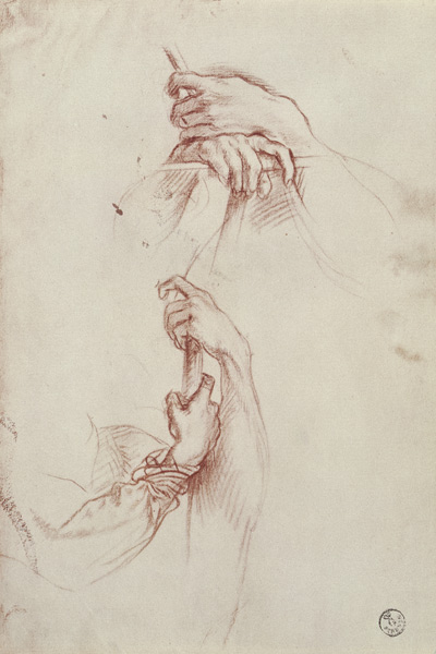 Two studies of a young man's pair of hands von Sandro Botticelli