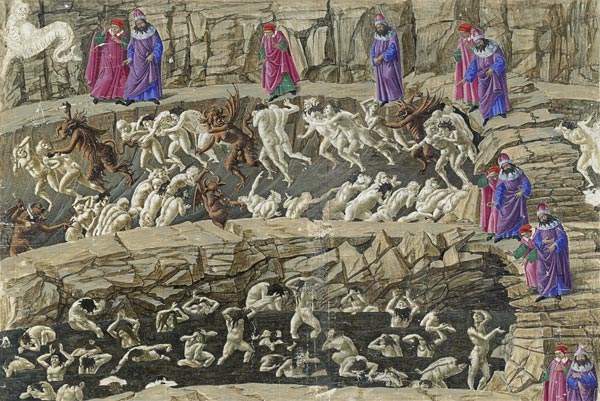 Illustration zur Dante Alighieris Göttlicher Komödie von Sandro Botticelli
