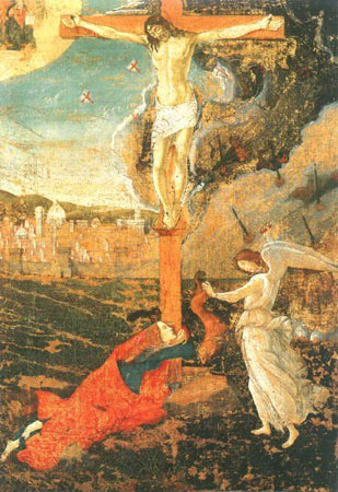 Kreuzigung mit der büßigen Maria Magdalena und einem Engel von Sandro Botticelli