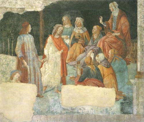 Ein junger Mann wird in den Kreis der sieben freien Künste eingeführt von Sandro Botticelli