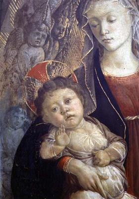 The Madonna and Child in Glory, detail of of Child, 1468 (tempera on panel) (detail of 85673) von Sandro Botticelli