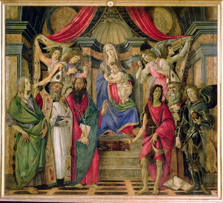 Virgin and Child with Saints from the Altarpiece of San Barnabas, c.1480-81 (tempera on panel) von Sandro Botticelli