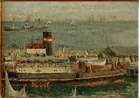 Raddampfer am Pier 1910-01-01