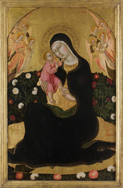 Madonna mit Kind und Engeln (Madonna der Demut) von Sano di Pietro
