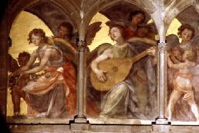 Musical angels within a trompe l'oeil cloister, from the interior west facade from the i