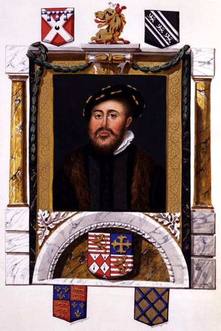 Portrait of Charles Brandon (1488-1545) Duke of Suffolk as a Young Man (w/c & gouache on paper) von Sarah Countess of Essex
