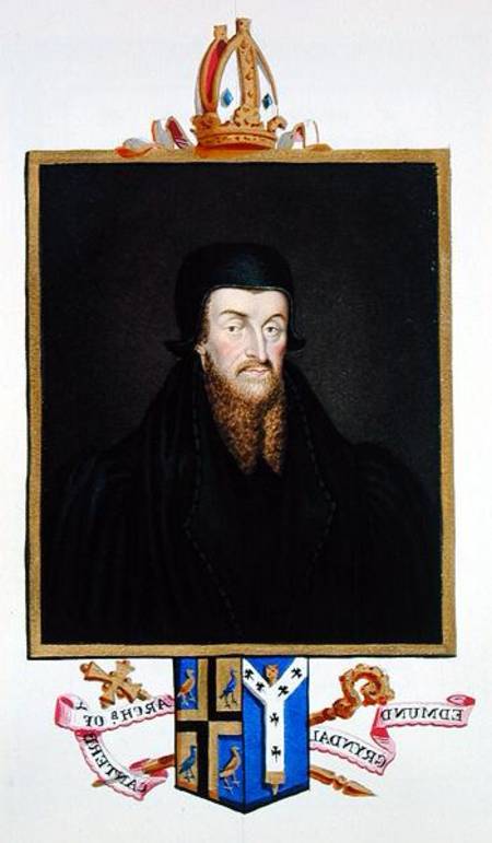 Portrait of Edmund Grindal (c.1519-83) Archbishop of Canterbury from 'Memoirs of the Court of Queen von Sarah Countess of Essex