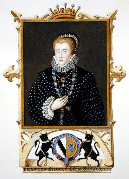 Portrait of Frances Sidney (d.c.1589) Countess of Sussex from 'Memoirs of the Court of Queen Elizabe von Sarah Countess of Essex