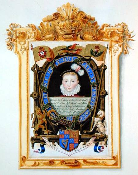 Portrait of James VI of Scotland (1566-1625) Later James I of England as a boy c.1574 from 'Memoirs von Sarah Countess of Essex