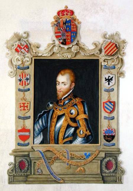 Portrait of Philip II King of Spain (1527-98) from 'Memoirs of the Court of Queen Elizabeth' after a von Sarah Countess of Essex