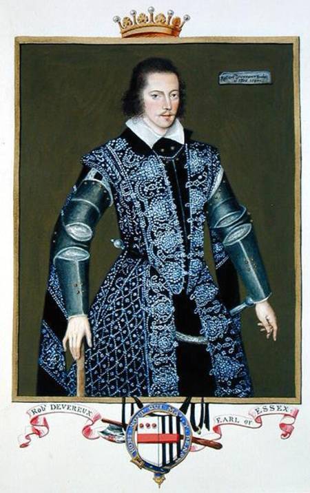 Portrait of Robert Devereux (1566-1601) 2nd Earl of Essex from 'Memoirs of the Court of Queen Elizab von Sarah Countess of Essex