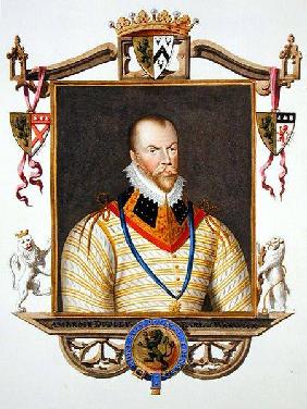 Portrait of Ambrose Dudley (c.1528-d.15 90) 1st Earl of Warwick from 'Memoirs of the Court of Queen published