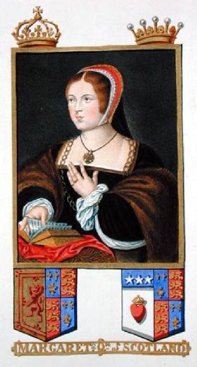 Portrait of Margaret Tudor (1489-1541) Queen of Scotland from 'Memoirs of the Court of Queen Elizabe published