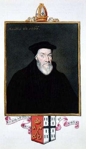 Portrait of Nicholas Heath (c.1501-78) Archbishop of York from 'Memoirs of the Court of Queen Elizab published