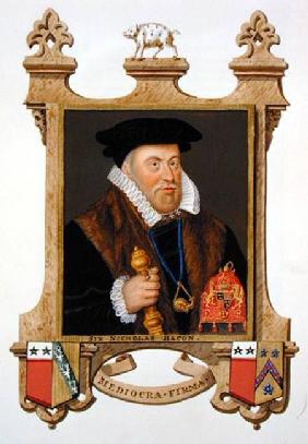 Portrait of Sir Nicholas Bacon (1509-79) from 'Memoirs of the Court of Queen Elizabeth' published