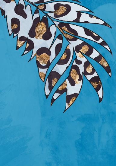 Blaues Tierblatt mit Leopardenmuster