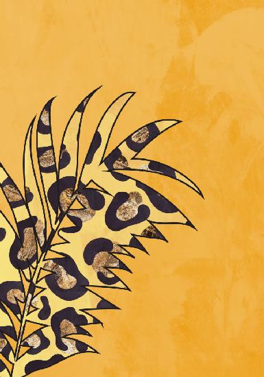 Gelbes Palmblatt mit Leopardenmuster