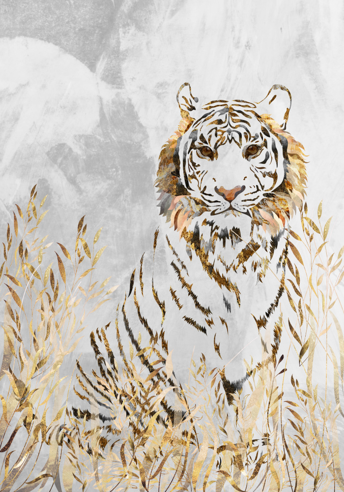 Goldener Tiger in den Blättern von Sarah Manovski