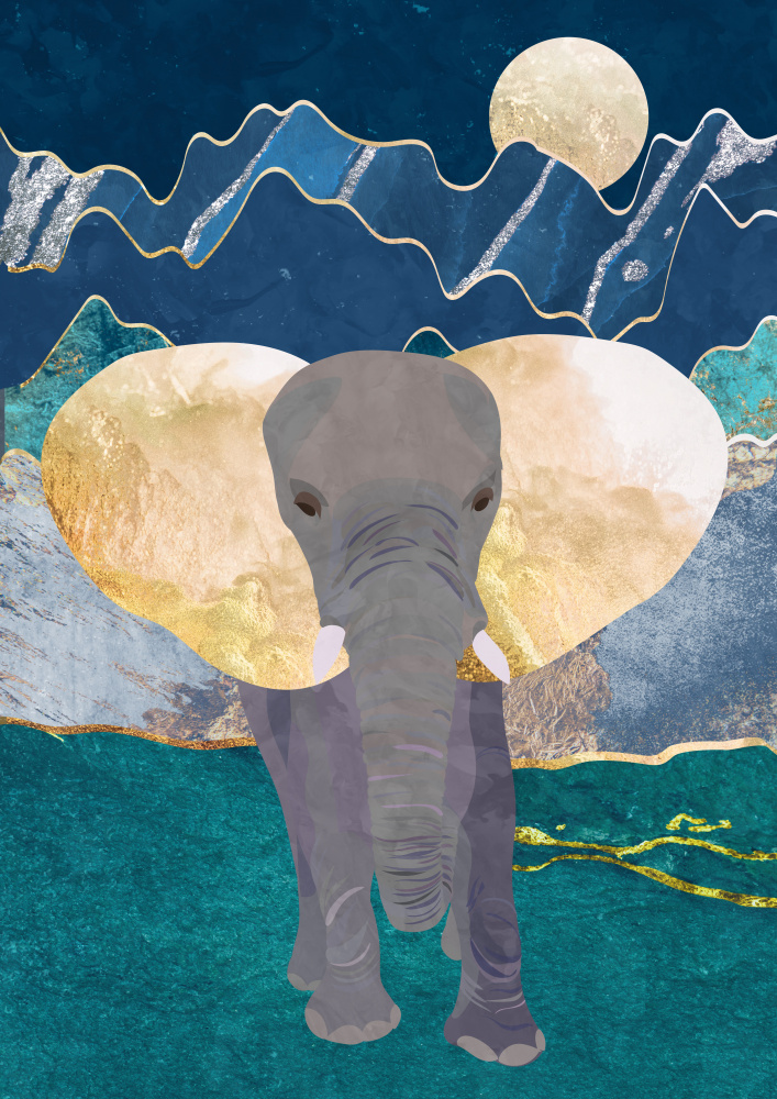Mondschein goldener Elefant von Sarah Manovski
