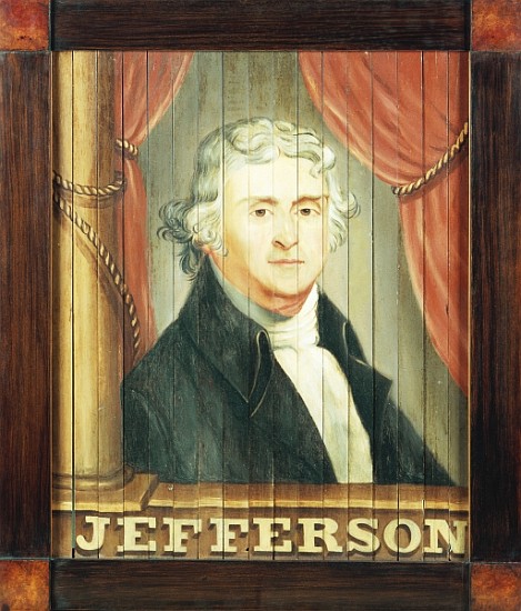 An important tavern sign depicting Thomas Jefferson and James Madison (oil on louvred slats) von (school of) Edward Hicks
