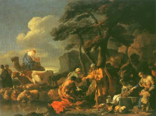 Jacob vergräbt die Götzenbilder unter der Eiche von Sichem von Sébastien Bourdon