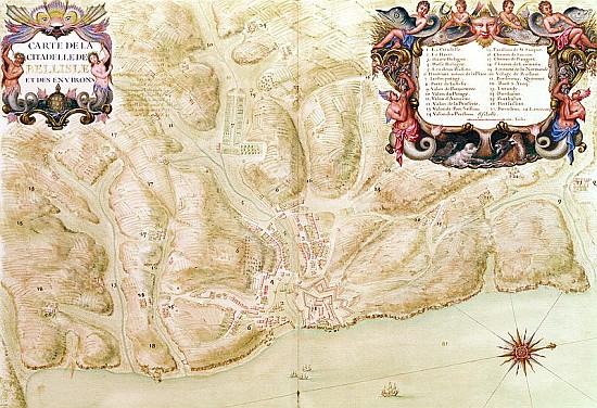 Ms 988 volume 3 fol.33 Map of the town and citadel of Bellisle, from the ''Atlas Louis XIV'', 1683-8 von Sebastien Le Prestre de Vauban