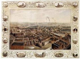 Bolton from Blinkhorn's Chimney with vignettes of Local Buildings 1848  on