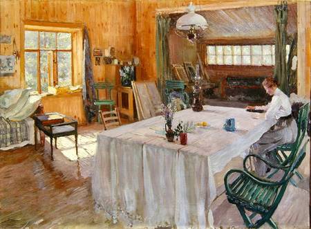 In the House of the Artist Konstantin Korovin (1861-1939) von Sergei Arsenevich Vinogradov