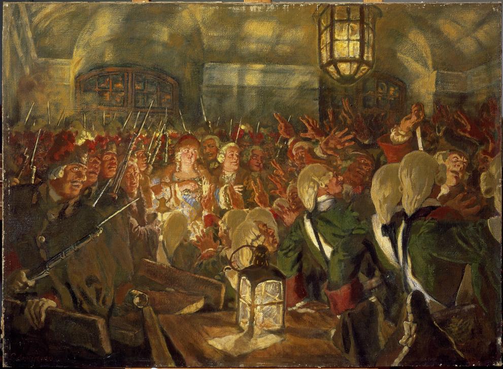 Großfürstin Elisabeth und die Garderegimenter beim Staatsst von Sergei Jurijewitsch Sudeikin