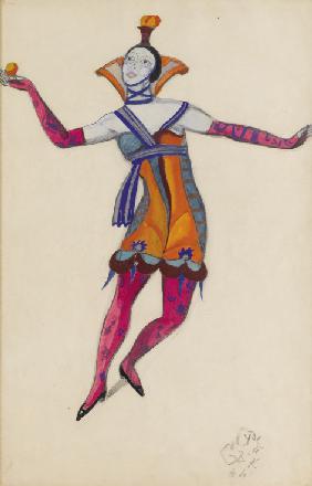 Kostümentwurf zum Theaterstück "Die Venezianischen Verrückten" von M. Kusmin 1915