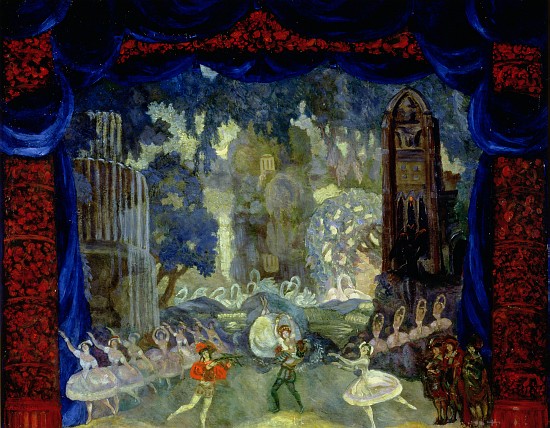 The Park in front of the Castle, sketch for a stage design for Tchaikovskys Swan Lake staged at the  von Sergei Jurijewitsch Sudeikin