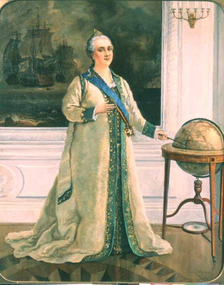 Empress Catherine II (1729-96) in naval full dress von Sergei Varlenovich Pen