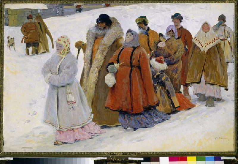 Russische Familie beim Kirchgang von Sergej Iwanow