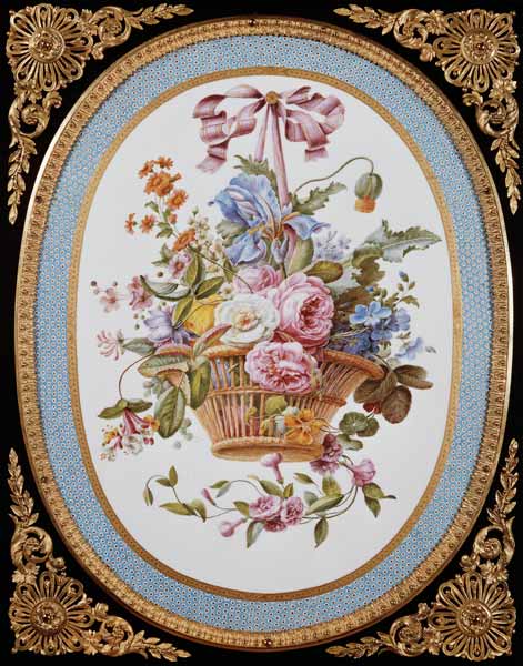 Porzellan-Platte aus einem Kabinett - Schrank von Martin Carlin von Sevres-Porzellan