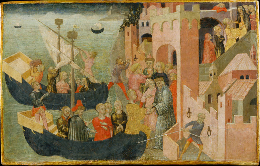 Ankunft der Helena in Troja von Sieneser Meister um 1430