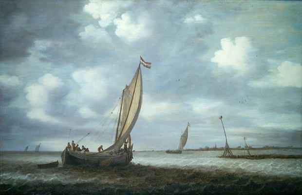 Ships in an Estuary (oil on canvas) von Simon Jacobsz. Vlieger