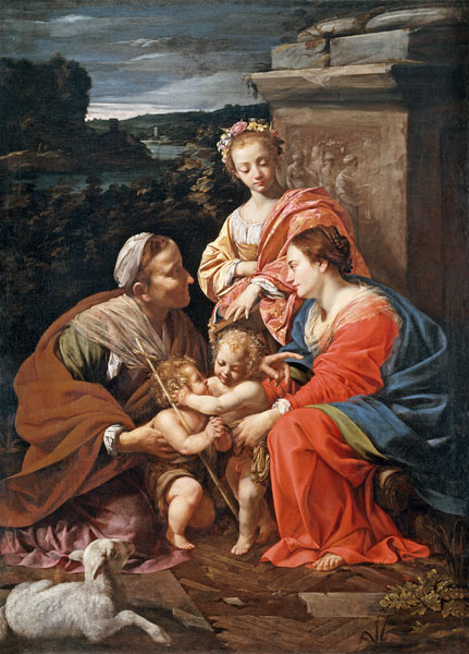 Madonna und Kind mit dem Johannesknaben, heiligen Elisabeth und heiligen Katharina von Simon Vouet