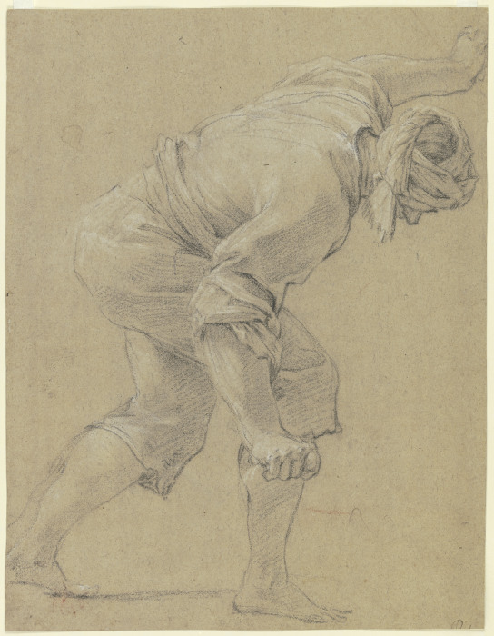 Ein sich nach rechts bückender Mann mit Turban von Simon Vouet
