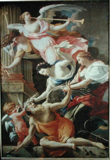 Time Vanquished by Love, Venus and Hope von Simon Vouet