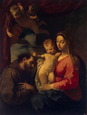 Madonna und Kind mit Heiligen Franz von Assisi