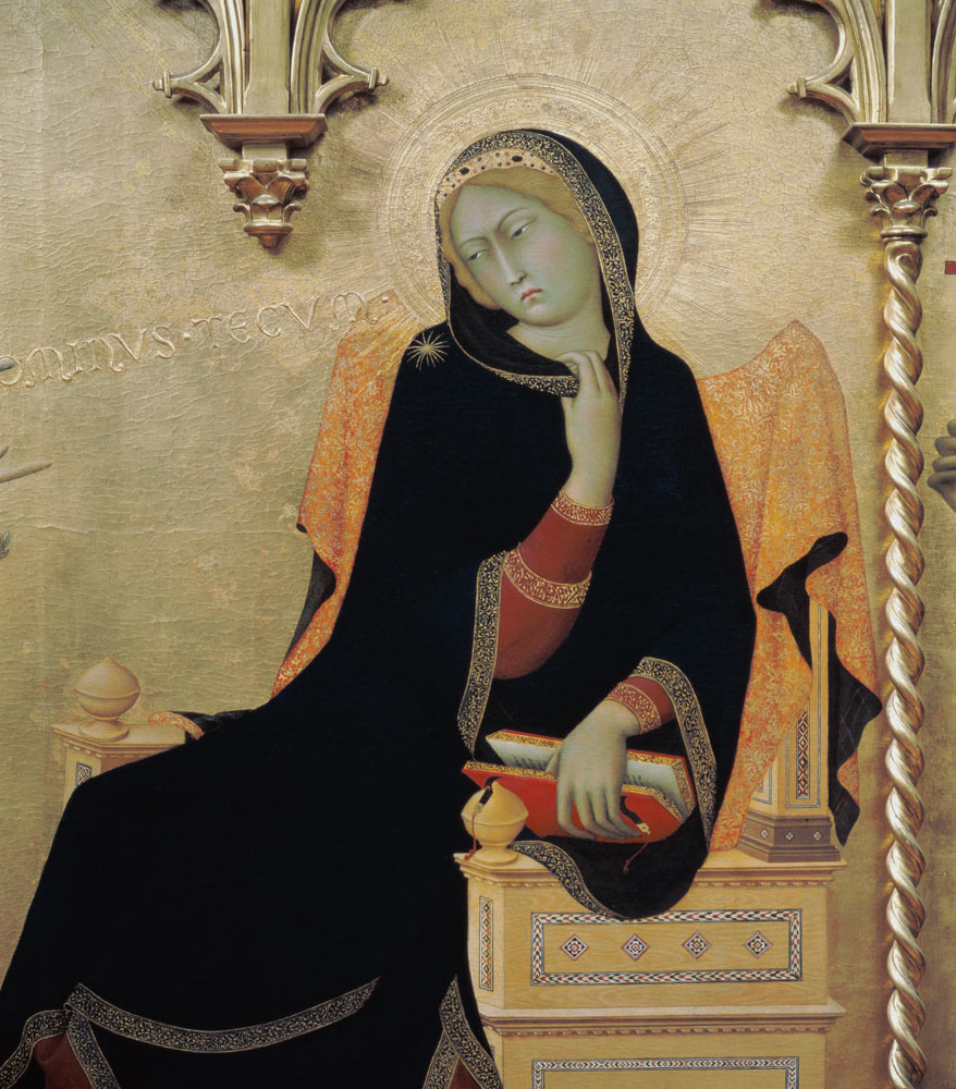 Die Verkündigung an Maria (Ausschnitt, nach der Restaurierung 2001) von Simone Martini