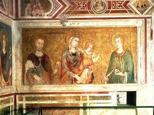 Madonna mit Kind und zwei Heiligen (aus dem Hause Anjou?) von Simone Martini