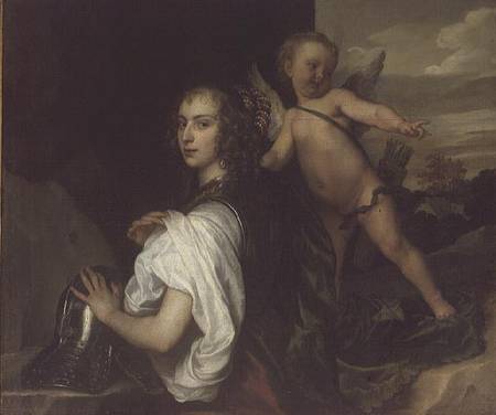 A Lady as Erminia, Attended by Cupid von Sir Anthonis van Dyck