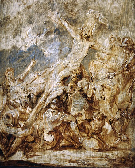 Sketch of the lifting of the cross, 1630 (oil & grisaille on wood) von Sir Anthony van Dyck