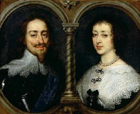 Charles I of England (1600-49) and Queen Henrietta Maria (1609-69) (oil on canvas) 19th