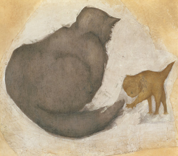 Cat and Kitten (w/c on plaster) von Sir Edward Burne-Jones